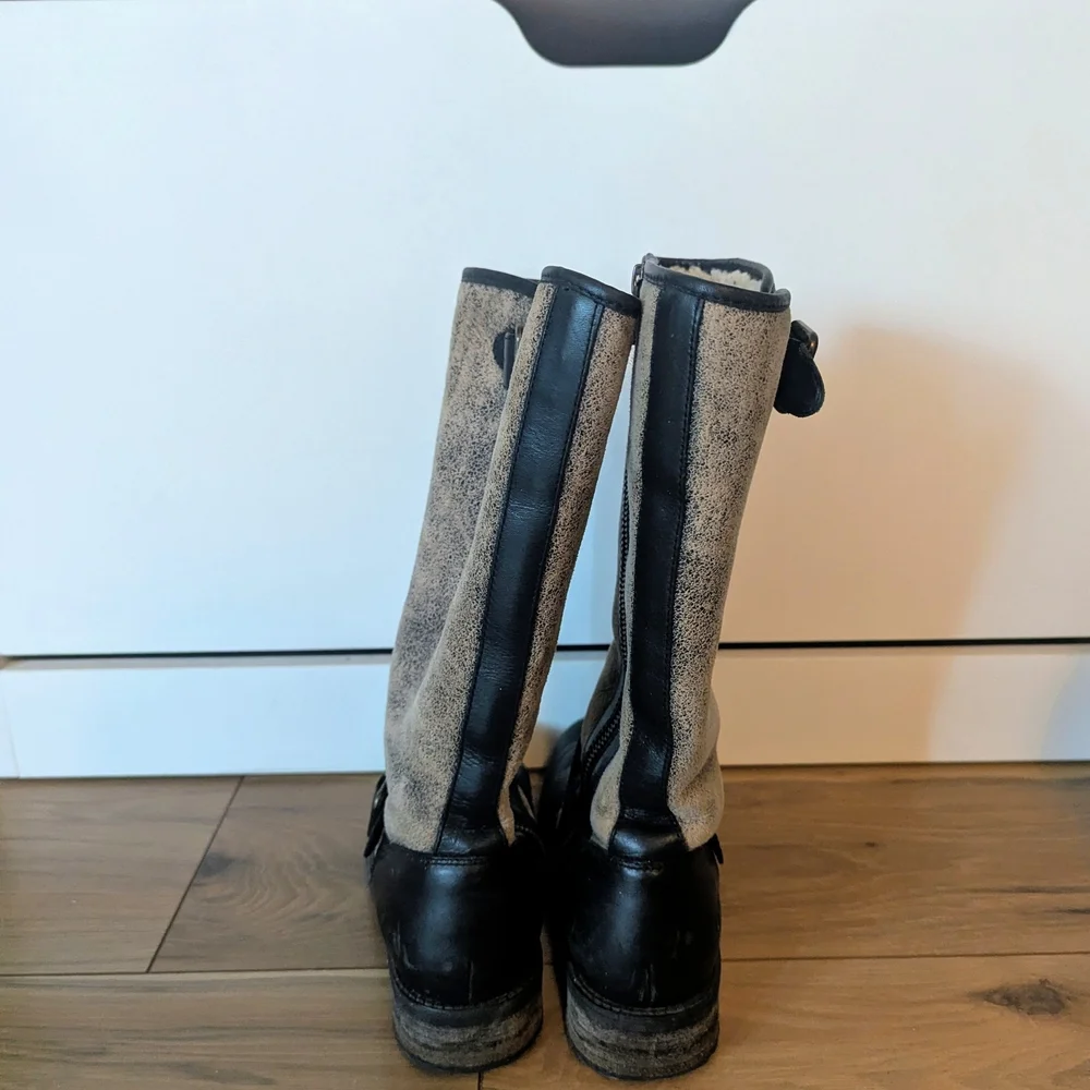 UGG Australia Chancery Shearling Lined Women's Black Leather Boots - Picture 3 of 5